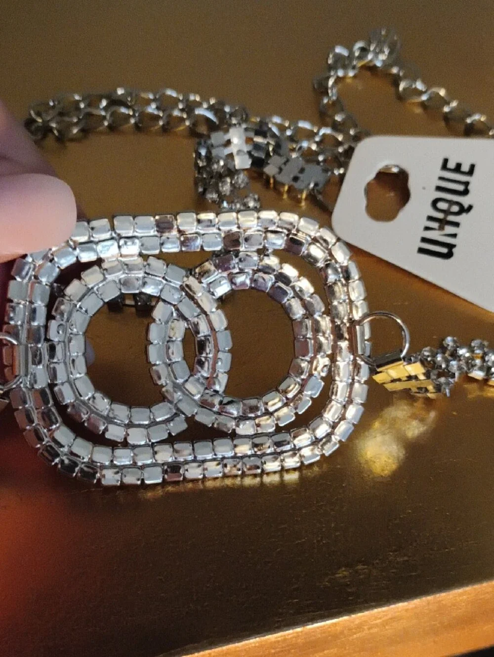 Rhinestone Interlocking Oval Statement Belt - Silver